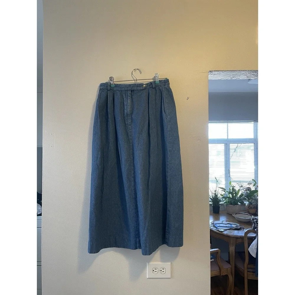 Vintage Talbots Denim Midi‎ Maxi Skirt Grunge Cottagecore Classic Minimalist
